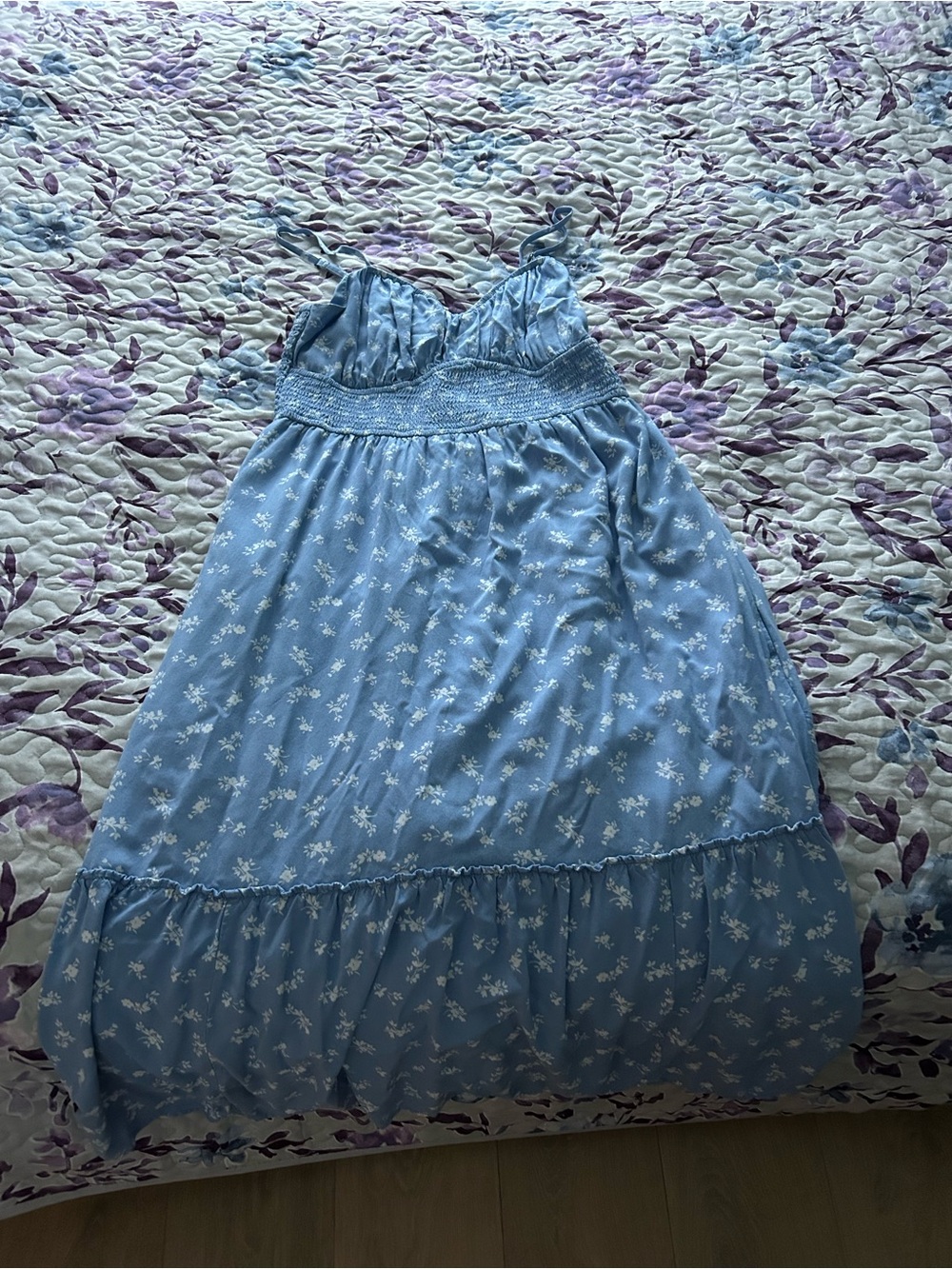 Light Blue Floral Sundress with pockets